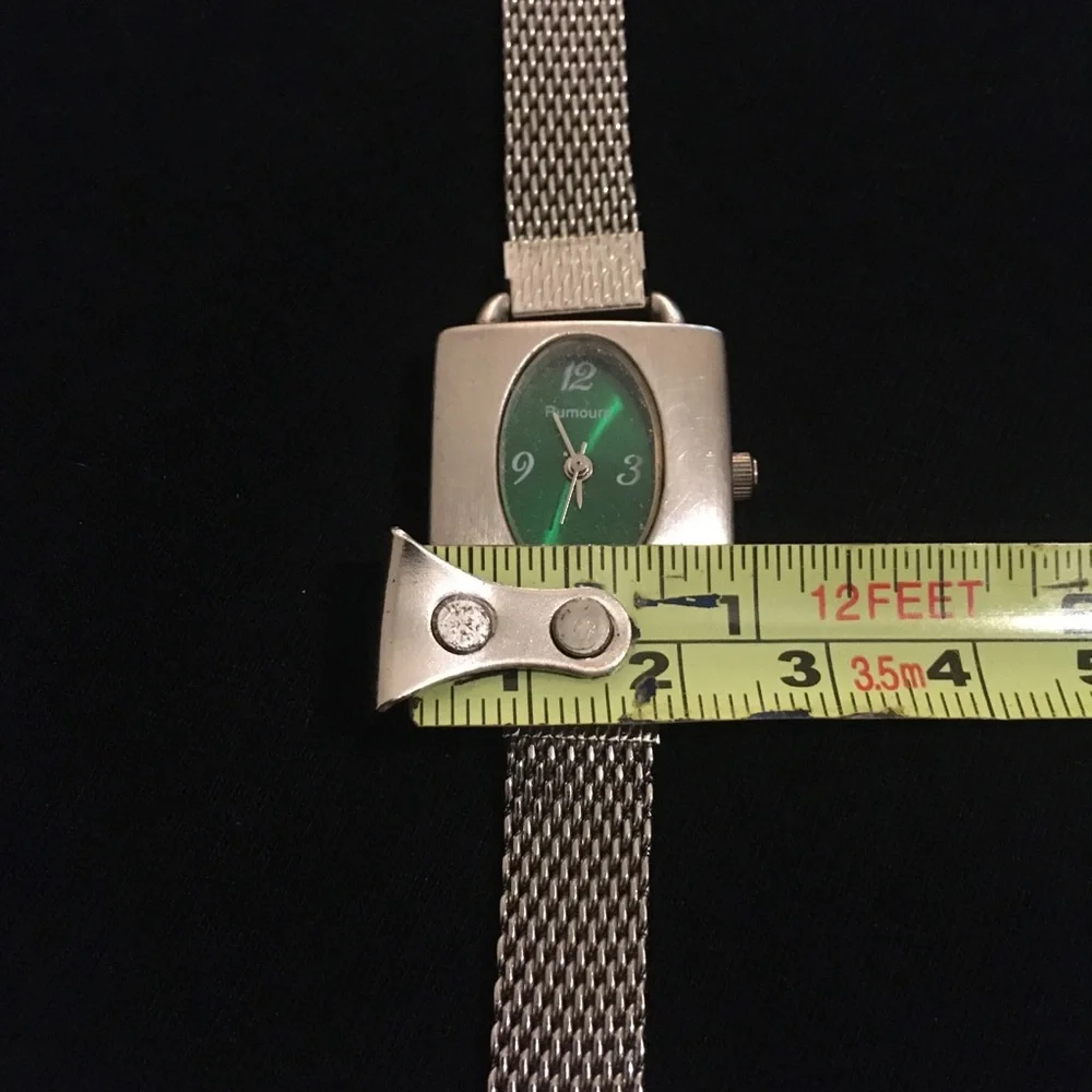 Rumours Vintage Green Face Silver Tone Wrist Watch
